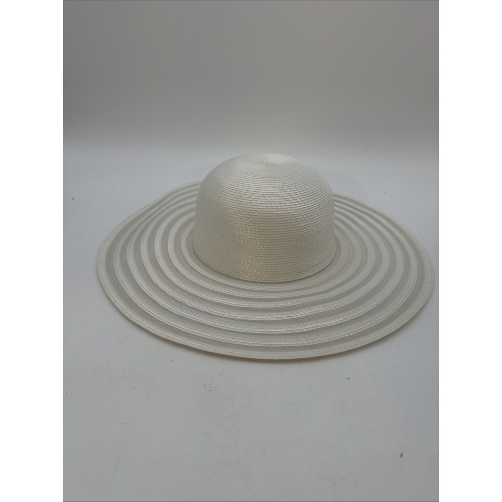 white wide-brim sun hat featuring a classic rounded crown